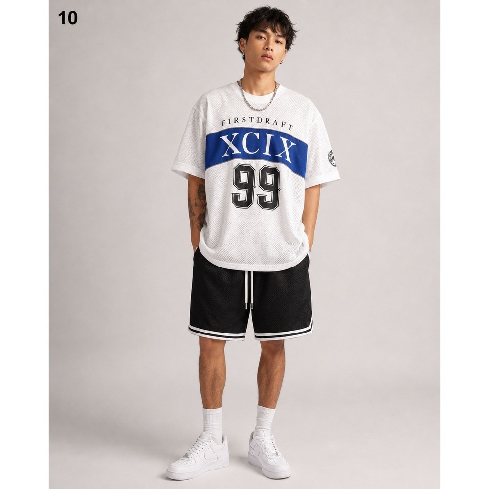First Draft Jersey Shirt Mens 2XL White Blue XCIX 99 Streetwear